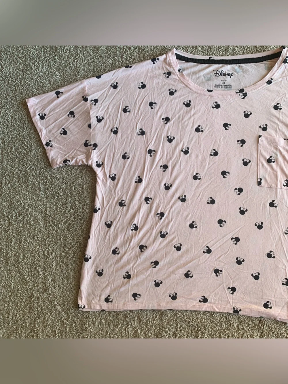 Disney Mickey Mouse Women's Pink Graphic T-Shirt Size L Short Sleeve Pocket Tee - Picture 4 of 7
